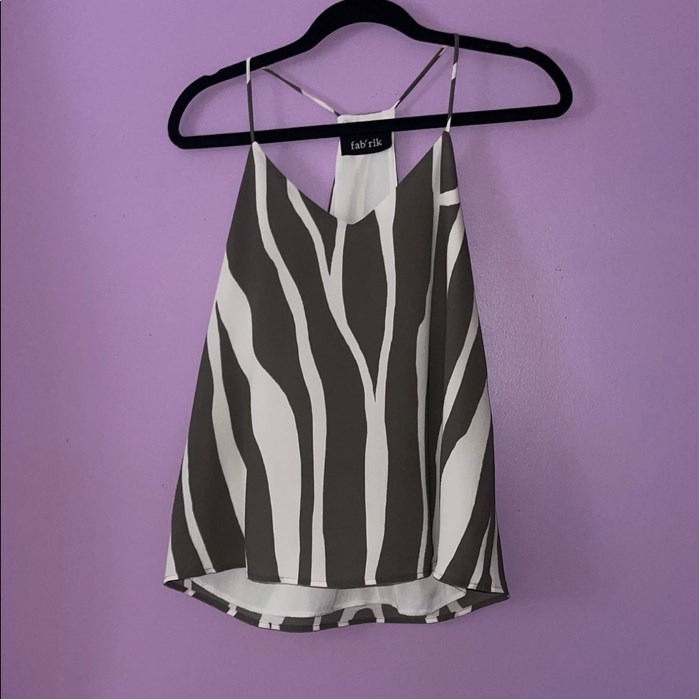 Fab'rik Grey and White Zebra Print Women's Top